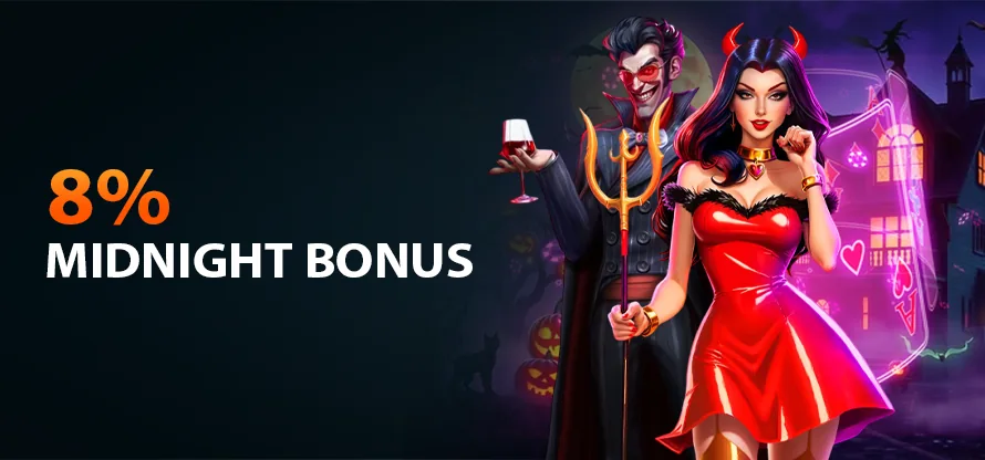 8% Midnight Bonus promotion banner